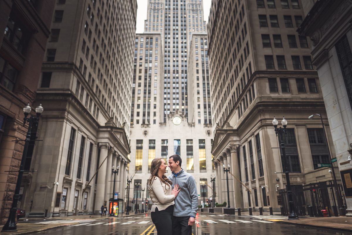 Chicago Financial District Engagement Photographer | Alex and Taylor