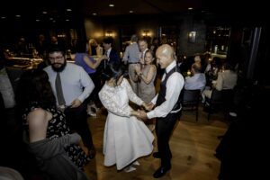 bride and groom dancing